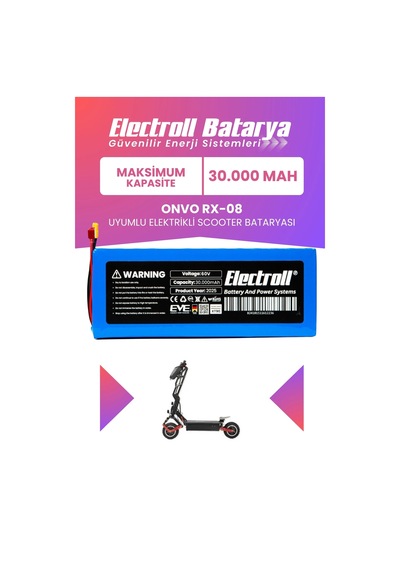 Onvo Rx-08 Uyumlu Batarya Maksimum Kapasite Batarya 60v 30ah Elektrikli Scooter Bataryası Çok Renkli