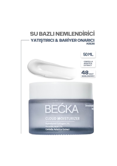 Becka Cloud Nemlendirici Krem Yatıştırıcı Bariyer Onarıcı Kolajenli Su Bazlı Yüz 50 Ml