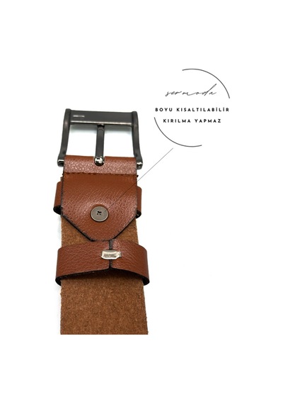 Sermoda 38 Mm Vegetal Deri Düz Kot Kemeri Taba