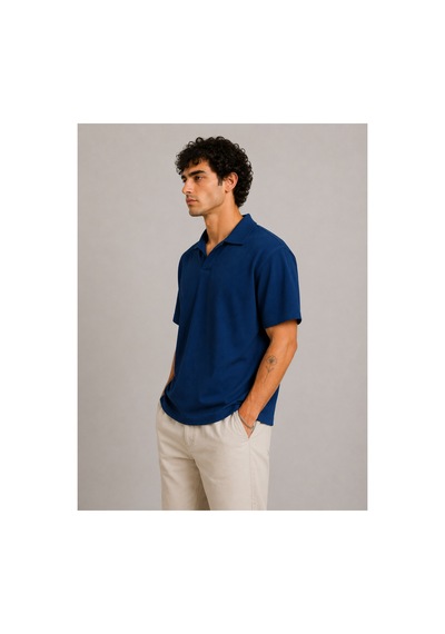 Parshey Regular Fit Fitilli Patlı Polo Yaka Erkek Tişört Premium Ottoman Kumaş Lacivert