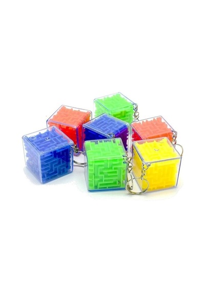 Labirent Bulmaca Küp Eğlenceli Anahtarlık 3x3 Cm - Renkli