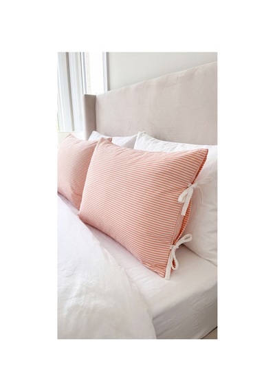 2'li Pamuklu Kumaş Çizgili Bağcıklıyastık Kılıfı 50x70 Cm Turuncu - 905317691 Turuncu