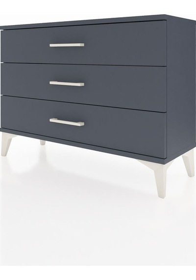 Arges Şifonyer 3 Çekmeceli 88x30x64 Antrasit-antrasit Antrasit