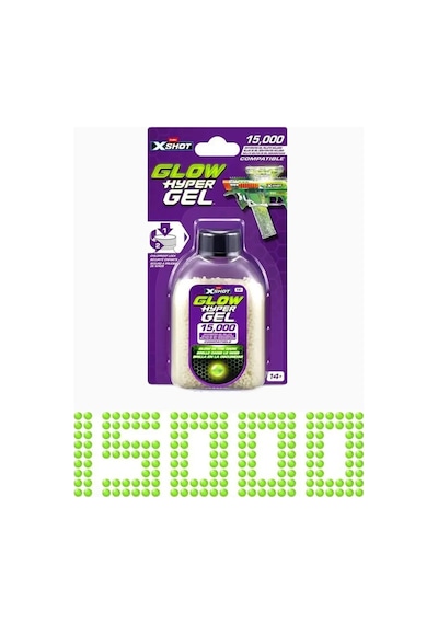 X Shot X-shot Hyper Gel Karanlıkta Parlayan Gellet Yedek Paket 15000 Adet Nerf, Oyuncak Tabanca Yeşil