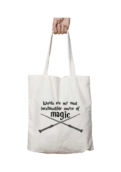 Art Hediye Words And Magic İki Tarafı Kalıcı Baskılı Yıkanabilir Okul Plaj Omuz Bez Çantası Çok Renkli