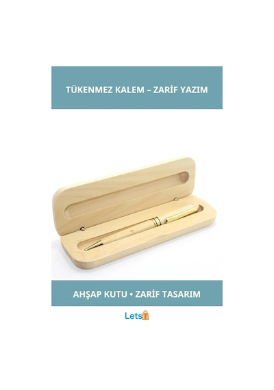 Doğal Ahşap Kutulu Şık Tükenmez Kalem Çok Renkli