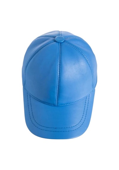 Unisex %100 Deri Arkadan Ayarlanabilir Baseball Kep Şapka Mavi