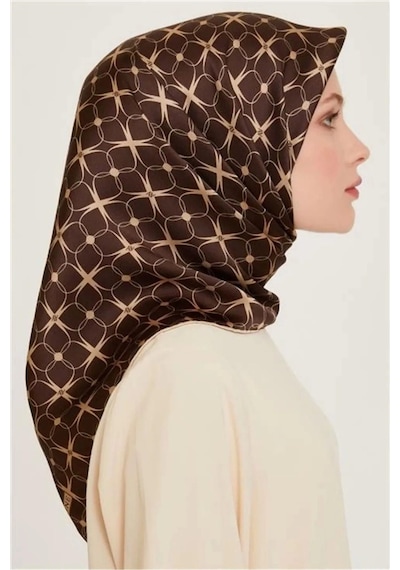 Armine %100 Twill Ipek Eşarp 9207d01-50 34-kahverengi,bej