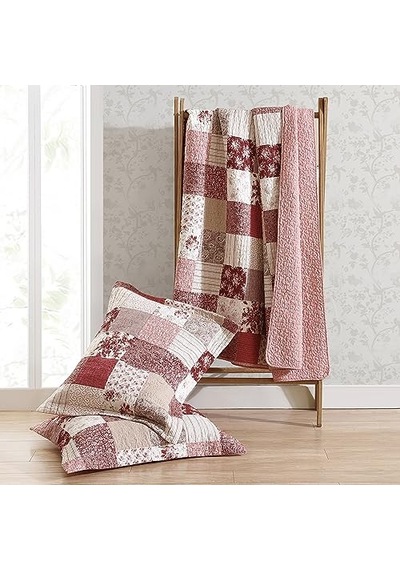 Kraliçe Yorgan Seti Ters Çevrilebilir Pamuklu Yatak Örtüleri Kırk Yama Işi Esinlenen Ev Dekoru Celina Patchwork K Genel