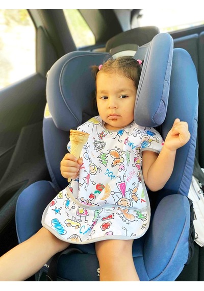 Yorni Unisex Su Geçirmez, Cırtlı, Cepli, Yarım Kollu Bebek/çocuk Mama Önlüğü, 1-3 Yaş Family Çok Renkli