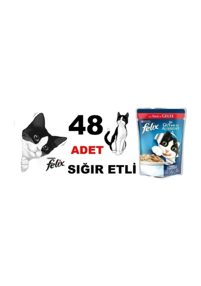 Pouch 48 Adet X Sığır Etli Kedi Yaş Mama
