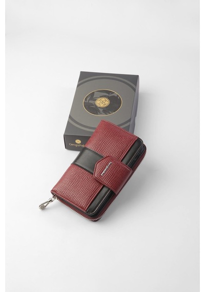 Cengiz Pakel Mellow Orta Boy Kadın Cüzdan - 65317a - Bordo/siyah 65317a-bordo-siyah