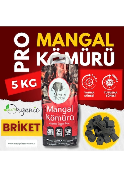 Meaty&cheesy Firehex Bio Karbon Mangal & Barbekü Kömürü Briket - 5 Kg