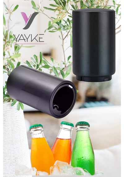 Yayke Silindir Şeklinde Plastik Şişe Açacağı Otomatik Siyah