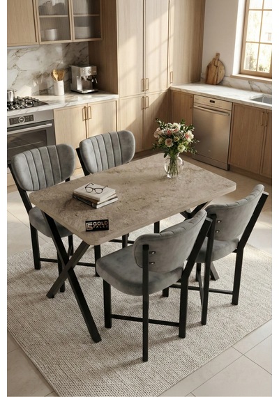 Mutfak Masası 4 Sandalyeli Set 110x70 Cm Modern Masa Takımı Cafe Balkon Ofis Masa Elma 9887 Anstrast Gri Mutfak Masası 4 Sandalyeli Set 110x70 Cm Modern Masa Takımı Cafe Balkon Ofis Masa Elma 9887 Anstrast Gri