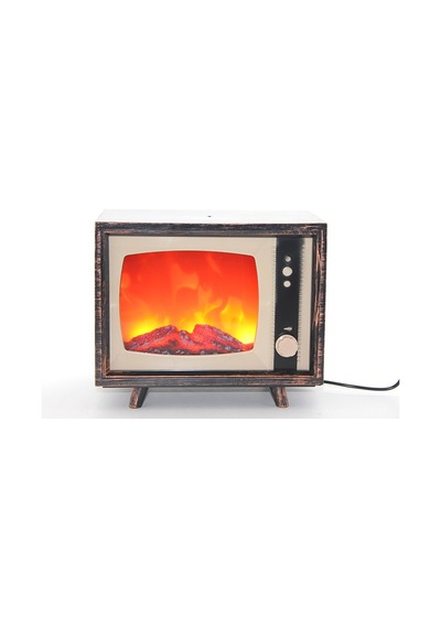 Tv Tasarımlı Ledli Şömine Lamba Açık Gri