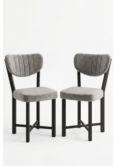 Sandalye 2 Adet Baby Face Kumaş Metal Ayak Modern Mutfak Sandalyesi Cafe Balkon Ofis Elma Gri
