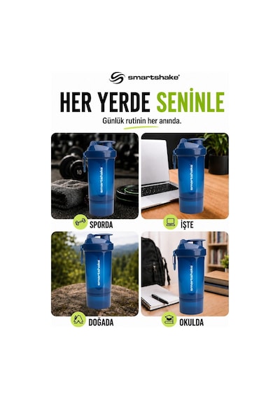Smartshake Original2go One Serisi 800 Ml Navy Mavi Protein Shaker