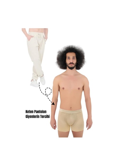 Cnt Erkek Boxer Likralı 6'lı Ten Rengi Premium Paket Trendybee Desenli Desenli