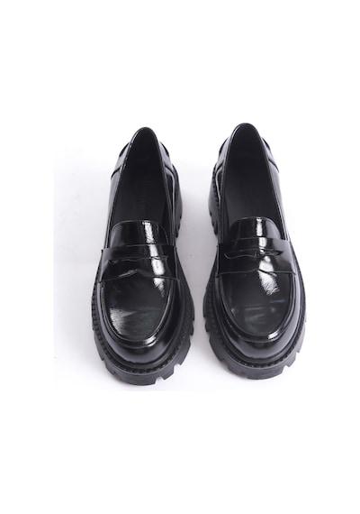 Mubiano Hakiki Deri Collection Kadın Kalın Taban Rugan Loafer Siyah - Mcgvn1012 - S Siyah