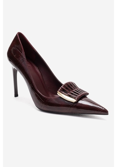 Luvishoes Guernı Bordo Baskı Kadın Topuklu Ayakkabı Bordo