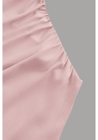 Kadın Likralı Drapeli Uzun İspanyol Kollu Crop Bluz Açık Pembe