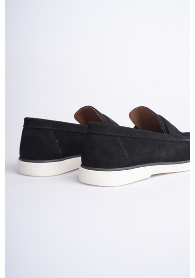 Fame Step Hakiki Deri Erkek Loafer Ayakkabı Süet Günlük Rahat Casual Mokasen Siena siyah