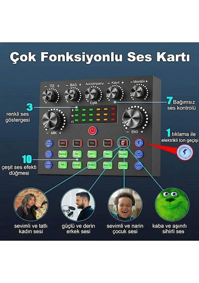 Profesyonel Mikrofon Seti Ses Kartlı Yayıncı Podcast Gaming Full Set Stüdyo Kalitesi Mikrofon