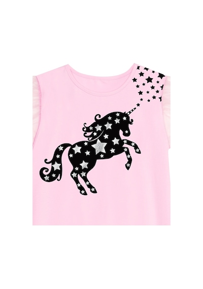 Denokids Mshb&g Yıldızlı Unicorn Kız Çocuk Pembe Tüllü Elbise Pembe