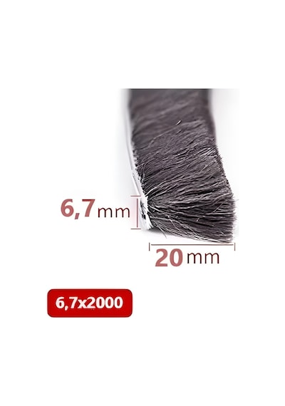 Cam Balkon, Sürgülü Kapı Fitili, Kıl Fitil Taban 6,7 Mm, Yükseklik 20 Mm, Uzunluk 10 Metre 67x2000 Diğer