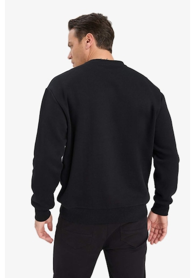 Defacto Relax Fit Bisiklet Yaka Kalın İçi Yumuşak Tüylü Basic Düz Sweatshirt T5139az25aubk81 Siyah