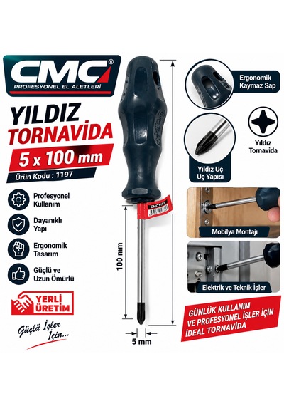 Yıldız Tornavida 5x100 Profesyonel Yerli Üretim Ürün Kodu : Cmc :1197