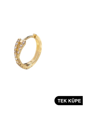 Goldkupe 14 Ayar Taşlı Tek Halka Altın Küpe 0,78 Gr-6317