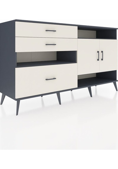 Hyperion Konsol 4 Raflı 3 Çekmeceli 2 Kapaklı 176x44x99 Antrasit- Antrasit-aytaşı Hyperion Konsol 4 Raflı 3 Çekmeceli 2 Kapaklı 176x44x99 Antrasit- Antrasit-aytaşı
