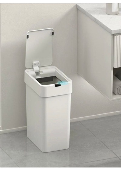 Sensörlü Çöp Kovası 9 Litre Beyaz Kızılötesi Sensörlü Otomatik Kapak Sessiz & Antibakteriyel Beyaz