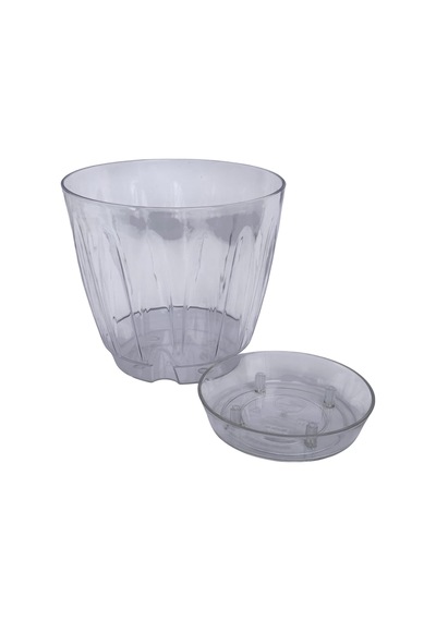 2 Adet Plastik Orkide Saksısı Seti 1,5 Lt Gizli Tabaklı Şeffaf Saksı 145 X 135 Mm 001