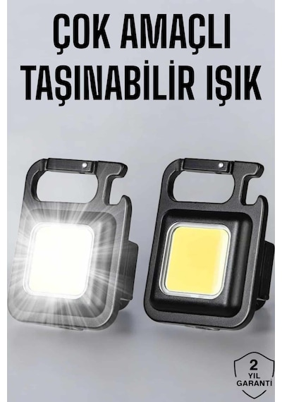 Anahtarlık Çok Amaçlı Mıknatıslı Taşınabilir Işık Led Şarjlı Siyah