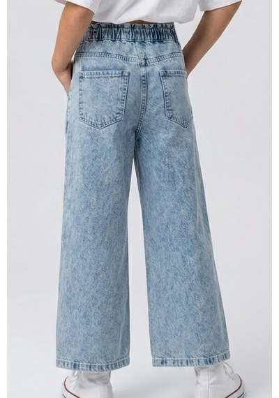 Breeze Kız Çocuk Jean Pantolon Bağcıklı Bel Kısmı Lastikli 7-12 Yaş, Açık Mavi