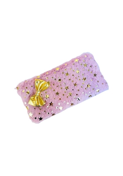 Peluş Kalemlik Tek Bölmeli Pudra Pembe , Astarlı 23x12 Cm Klm512 Pembe