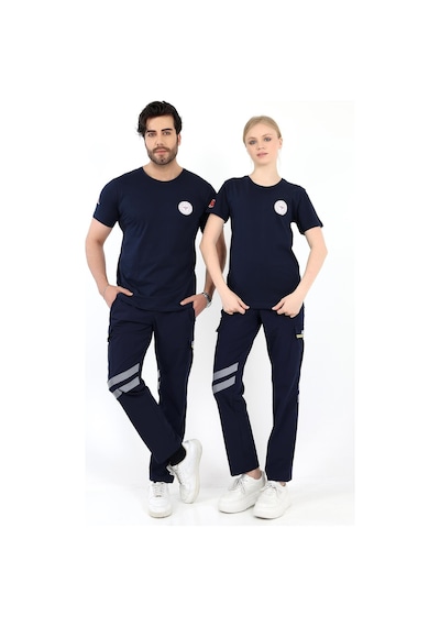 Acil Sağlık Yuvarlak Yaka Penye Kısa Kol Tshirt - Lacivert-12106 Lacivert