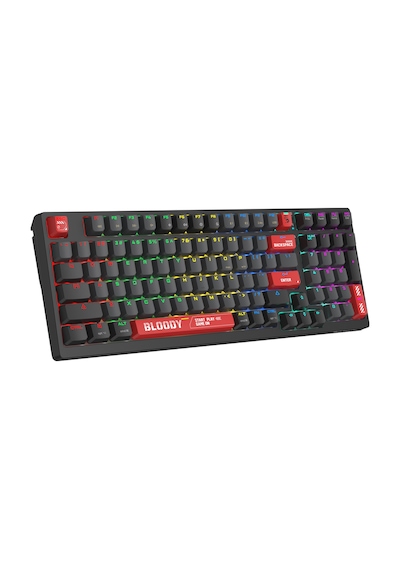 Bloody WS98 Siyah Q Türkçe 2.4G + Bluetooth Kablosuz RGB Hot Swapple Mekanik Klavye-Red Plus Switch