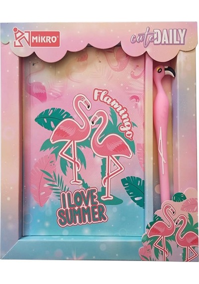 Hatıra Defteri Kilitli Kız Modeli Günlük Defteri Flamingo Hediye Kutulu 80 Yaprak Çizgili 1 Adet I Love Summer