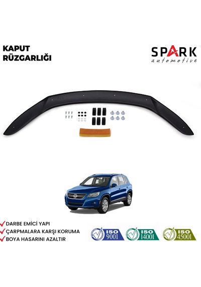 Volkswagen Tiguan 2008-2011 Yıl Aralığı Uyumlu Kaput Rüzgarlığı 3mm Siyah