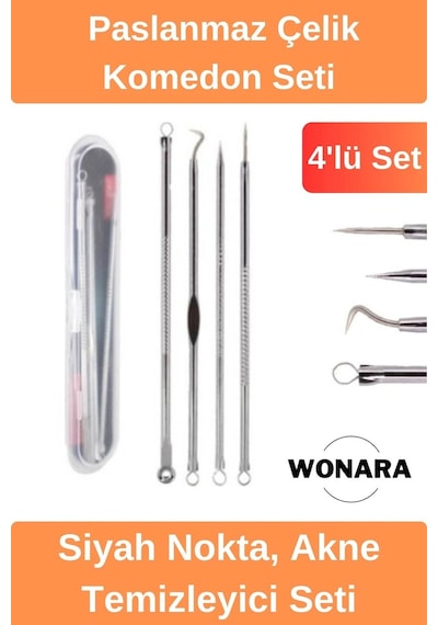 Deluxe Paslanmaz Çelik Cilt Bakım Siyah Nokta Temizleyici Kutulu 4'lü Set