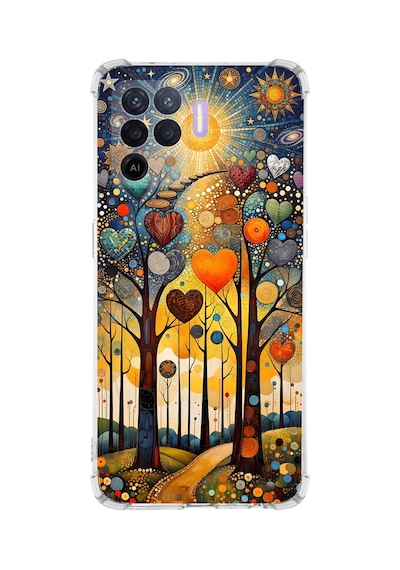 Printify Oppo Reno5 Lite İle Uyumlu Düşlerin Dansı Serisi Yıldız Yolculuğu Tasarımlı Uv Baskılı Köşe Korumalı Antişok Kılıf Şeffaf