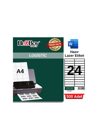Herboy Hb-1224 105 X 23 Mm A4 Laser Etiket 500 Adet