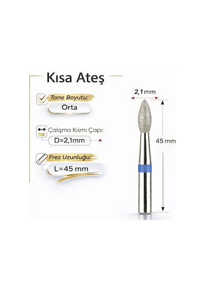 Elmas Freze Başlık Orta - Mavi Yuvarlak Ateş 0,21 Mm- Adet Fiyatı