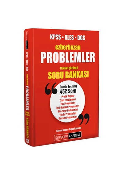 Kpss Ales Dgs Kolay Matematik Soru Bankası - Ezberbozan Problemler Tamamı Çözümlü Soru Bankası