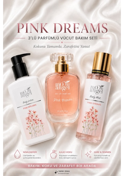 Pink Dreams Serisi Losyon - Parfüm - Body Mist 3 Lü Set
