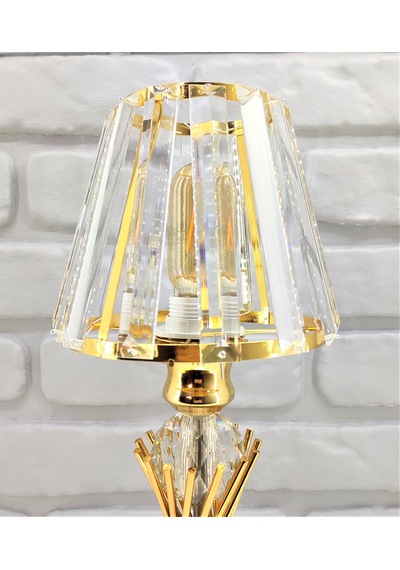 Modern Gold Metal Burgu Kristal Taşlı Kristal Konik Şapka Abajur Gold